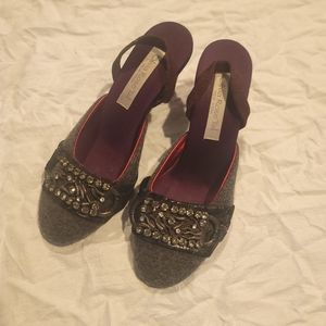 Olivia Rose Tal Purple Suede Open Toe Slingback Rose 7